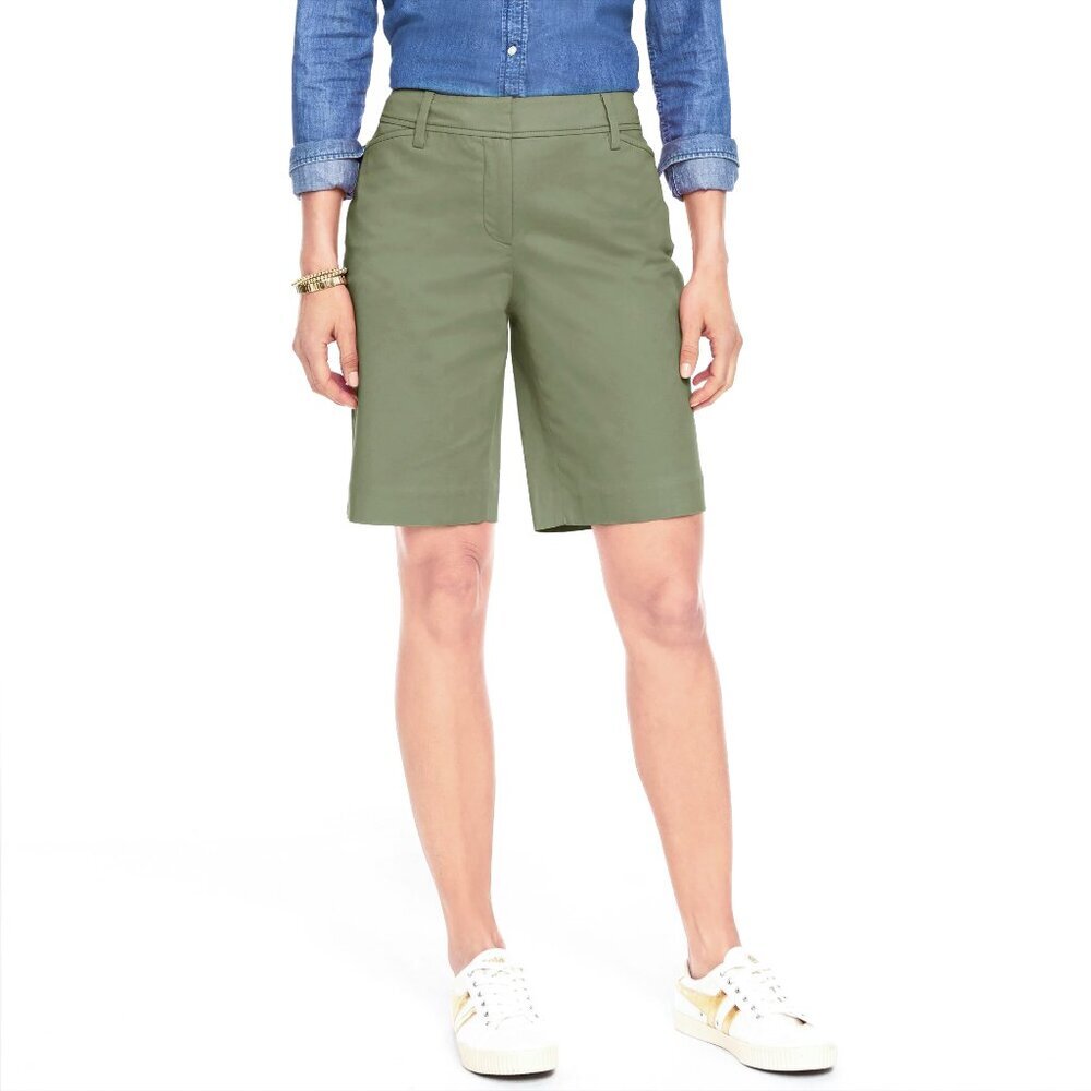 Talbots Perfect Shorts 9" Olive Green Size 10 Petite